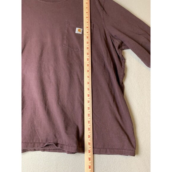 Carhartt T-Shirt Mens 3X Brown Original Fit Long Sleeve Work Wear 1 Pocket - Picture 7 of 7